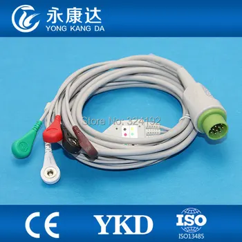 

Compatible Wego one-piece series patient ECG cable with 5LD,12pin/AHA/Snap ecg,CE&ISO13485