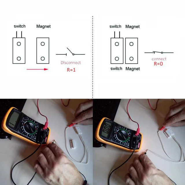 MC-38 Wired Door Window Sensor Detector Magnetic Switch Normally Closed or Normally Open NC for Home Security Alarm System 2