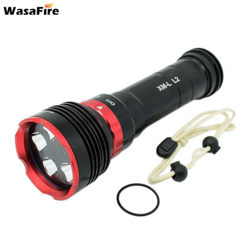 

XM-L L2 Dive Flashlight Underwater 100m Scuba Diving Torch High Power 18650 Battery Lantern Lamp for Camping Hunting