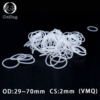 

White Rubber Ring Silicone/VMQ O ring Seals 2mm Thickness OD29/30/31/32/34/35/36/38/40~70mm Silicon Oring Seal Gasket Washer