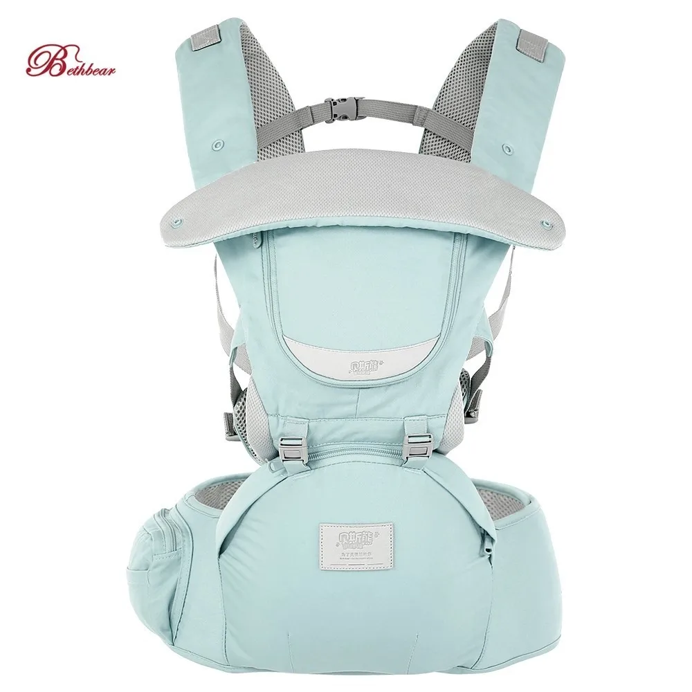 Bethbear Beth медведь 3 в 1 Hipseat эргономичный Baby Carrier 0-36 месяцев пряжкой удобные детские сетки Обёрточная бумага для слинг-рюкзак - Цвет: Blue