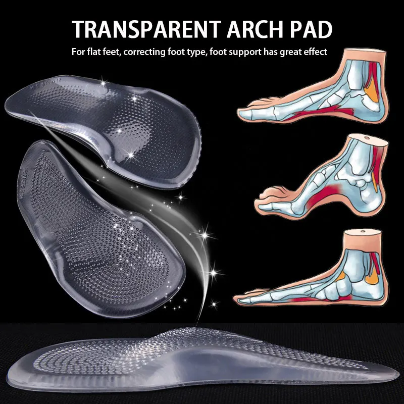 

Durable Gel Foot Cushions Insole Gel Shoe Insole 2pcs Silica Gel Foot Care High Heels