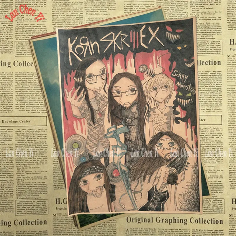 Korn Рок-Группа Музыка крафт-бумага плакат Винтаж Высокое качество печати рисунок ядро декоративная живопись