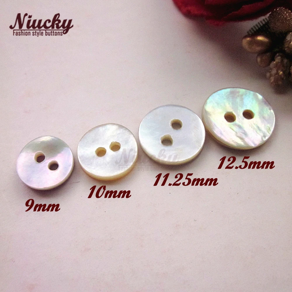 Niucky 9mm-12mm 2 holes High Quality Natural Akoya Pearl Shell Buttons T2 class Natural Shell Sewing Buttons S0101-051 3
