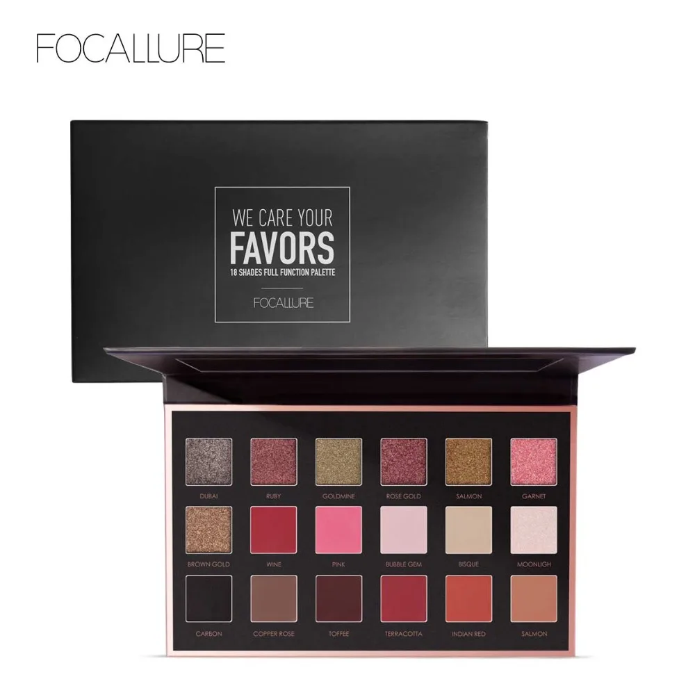 

FOCALLURE 18 Colors Glitter Eyeshadow Highly Pigment Easy to Blend Shimmer Palette Cosmetics Glitter Eye Shadow Makeup Beauty