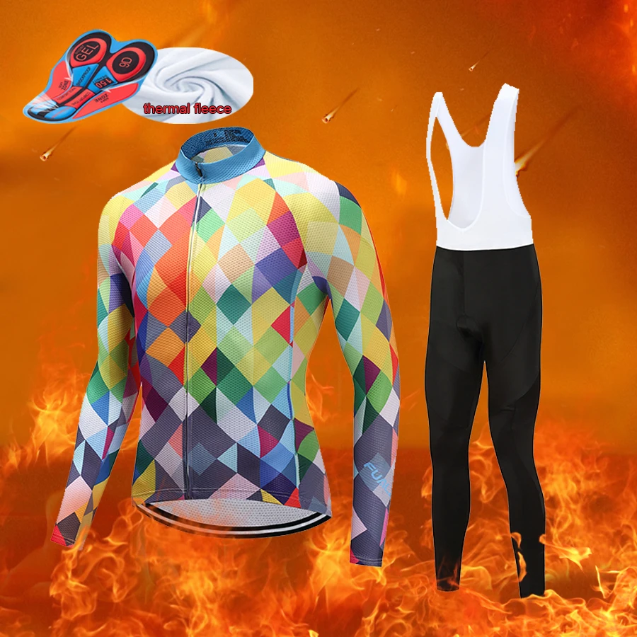 

Winter thermal fleece cycling clothing 2019 men bicycle jersey set pro team mtb bike clothes suit sport wear kit maillot outfit