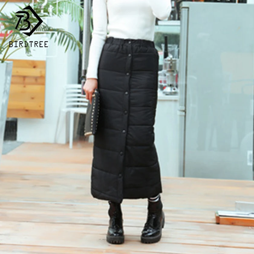 Koop 2018 Herfst Winter vrouwen Down Rok A lijn Casual Japanse Stijl Pakket Hip Een Stuk Warme Slim Enkellange rokken D89402L