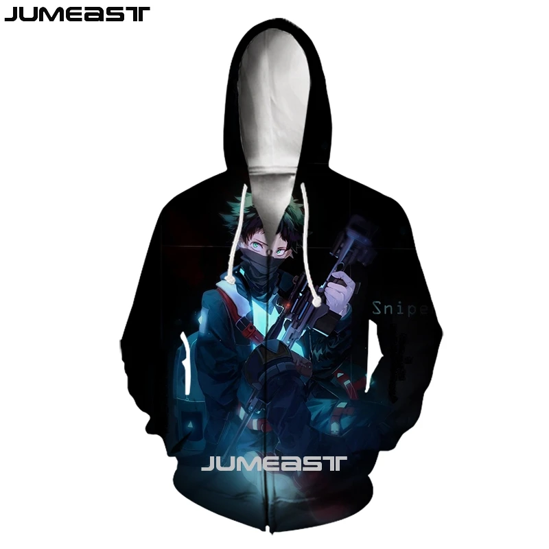 Jumeast бренд для мужчин/для женщин 3D печатных мультфильм аниме мой герой Академии куртка с длинными рукавами спортивный пуловер Модные Толстовки на молни