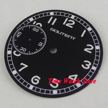 

36.8mm BLACK dial Arabic numerals white marks Watch Dial fit ETA 6497 Hand winding movement D121