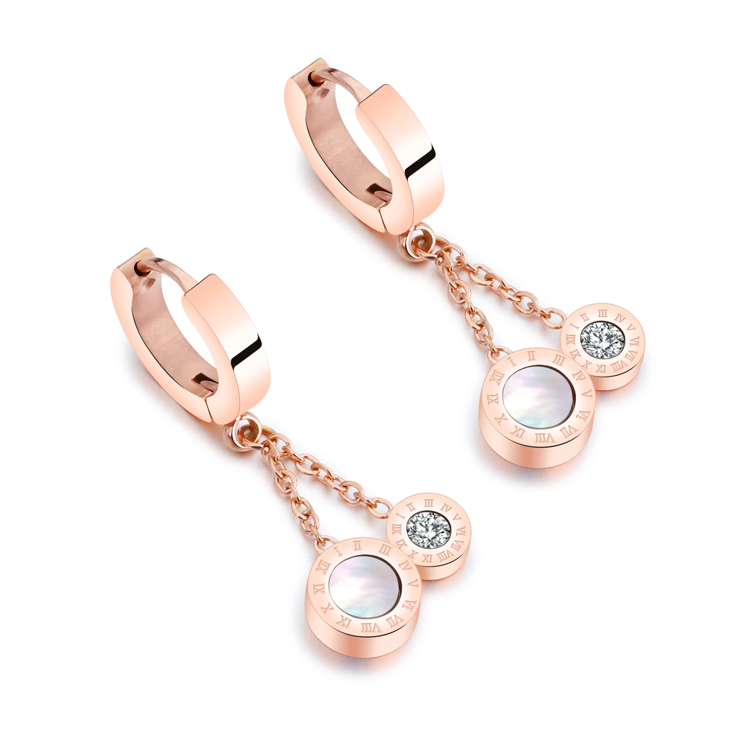 Special Design Black White Color Earrings for women Fashion Jewelry Gift Rose Gold Stainless Steel Metal pendant Earring | Украшения и