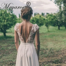 Mryarce деревенский стиль свадебное платье совок кружева короткий рукав шифон линия открытая спина свадебные платья robe de mariee
