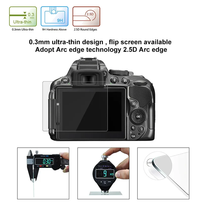 Ультрапрозрачное закаленное стекло 9H для защиты экрана от царапин Nikon D5300 / D5500 D5600