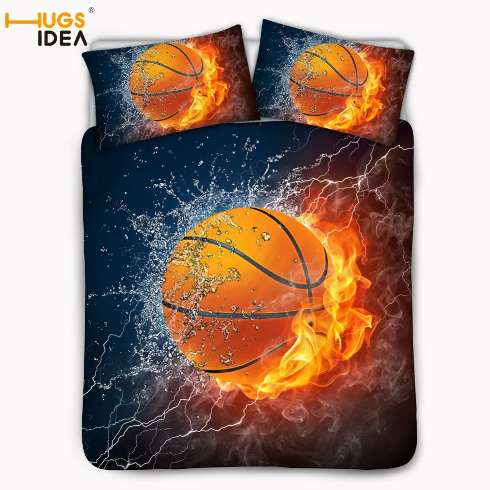 

HUGSIDEA 2019 Single Bedding Set Basketball 3pcs Family Set Include Baseball Bed Duvet Cover Pillowcase Boy Room No filler