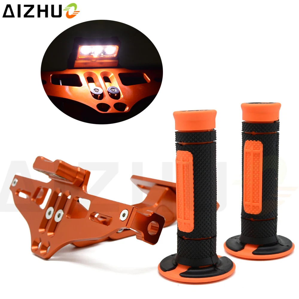 Motorcycle Rear License Plate Number Plate Frame Holder Rubber Handle Grips Handle Bar For KTM 200 DUKE RC200 Duke390 690 990