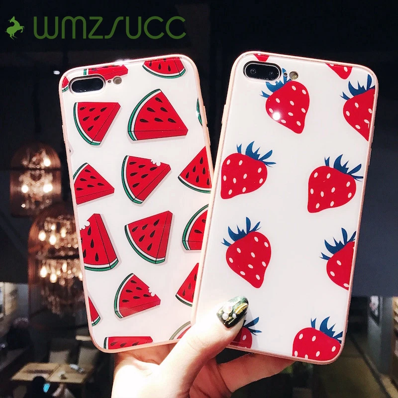 WMZSUCC клубника арбуз Царапаться закаленное Стекло телефона чехол для iPhone х задняя
