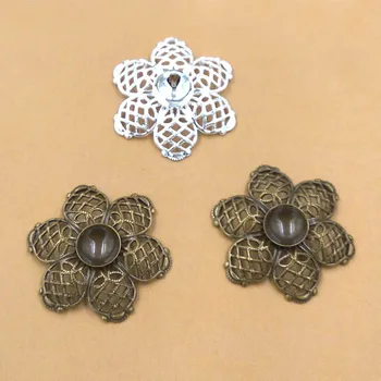 

26mm Filigree Flower Charms 8mm Circle Resin Cabochons Connectors Links Findings DIY Pendant Making Multi-color