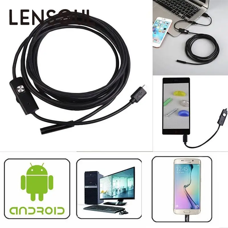 Lensoul 5 м 8 мм Android OTG 2MP эндоскоп Водонепроницаемый светодиодный инспекционный трубка видеокамера