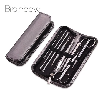 

Brainbow 8pc Face Care Tools Set Blackhead Blemish Extractor Pimple Remover Makeup Scissor Blackhead Removal Tweezer Acne Needle