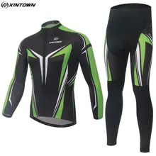 XINTOWN Для Мужчин зеленый MTB велосипед Джерси комбинезон наборы для ухода за кожей черный одежда для велоспорта Pro Team для верховой езды одежда рубашка с длинными рукавами Coolmax