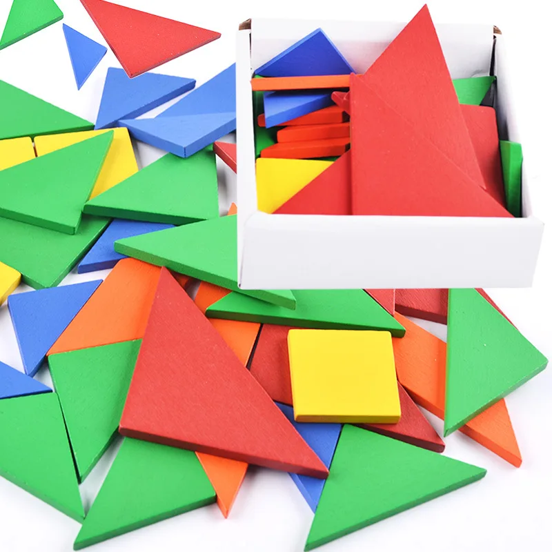 Color Changed Puzzle Wooden Toys Baby Play Junior Tangram Learning Set 32 piece
