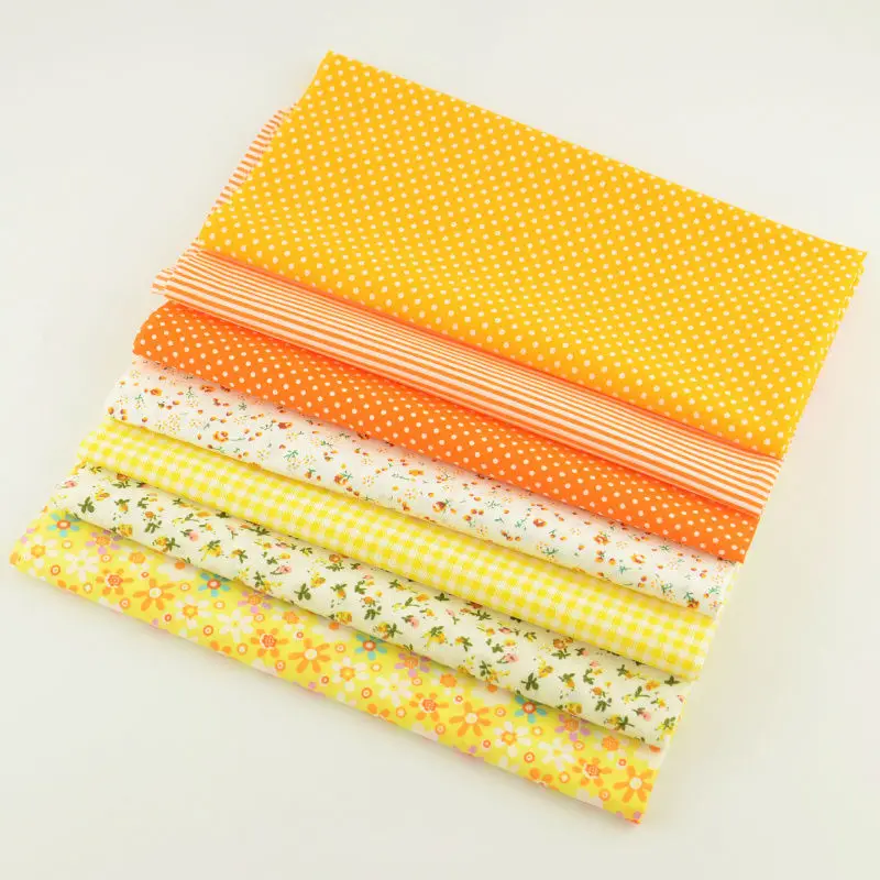 Cotton Fabric Orange Yellow Green Patchwork Print BHY 