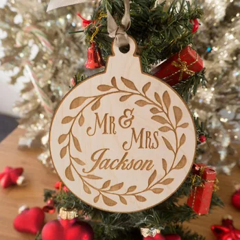 

Custom Name Ornament with - Personalized Christmas Ornament - Custom Ornament Ball Wooden Ornament Ball with name and year