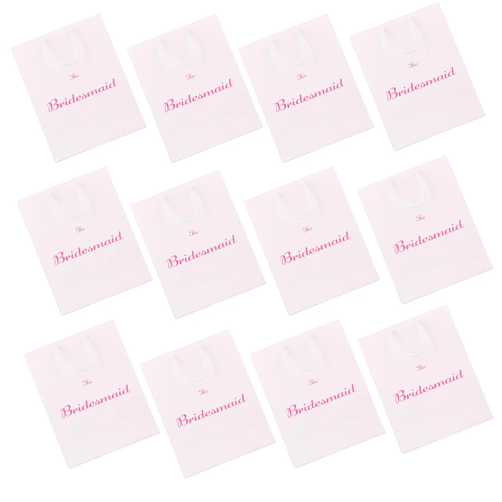 12 Pieces The Bridesmaid Printed Paper Bag Gift Favour Bag with Handle for Wedding, Bridal Shower, Hen Night Party