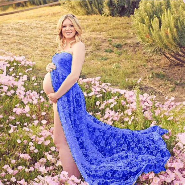 

2019 Maternity Photography Props Lace Stretchy Pregnancy Long Maxi Maternity Dress Photoshoot Strapless Dresses Cloth Plus Gown