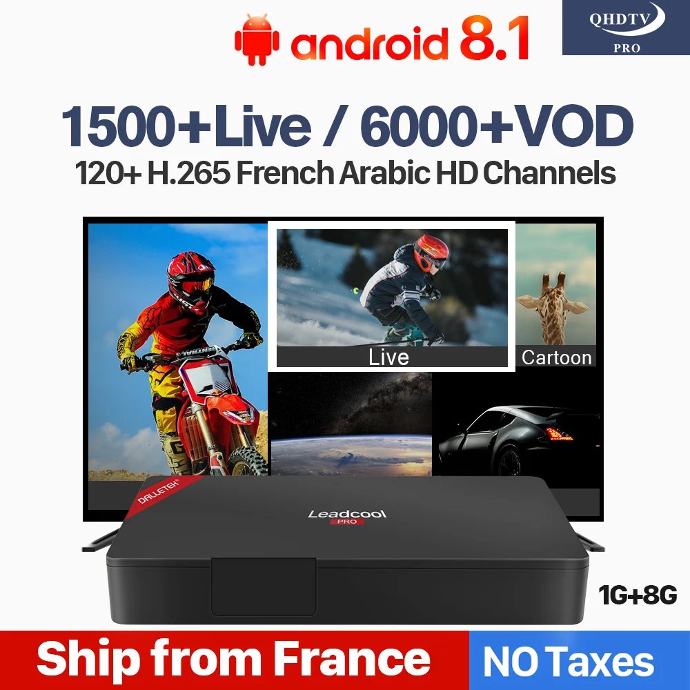 Decoder IPTV Box Leadcool Pro French Android 8.1 RK3229 4K IPTV H.265 WiFi Arabic UK Spain Lebanon Tunisa IPTV Subscription     