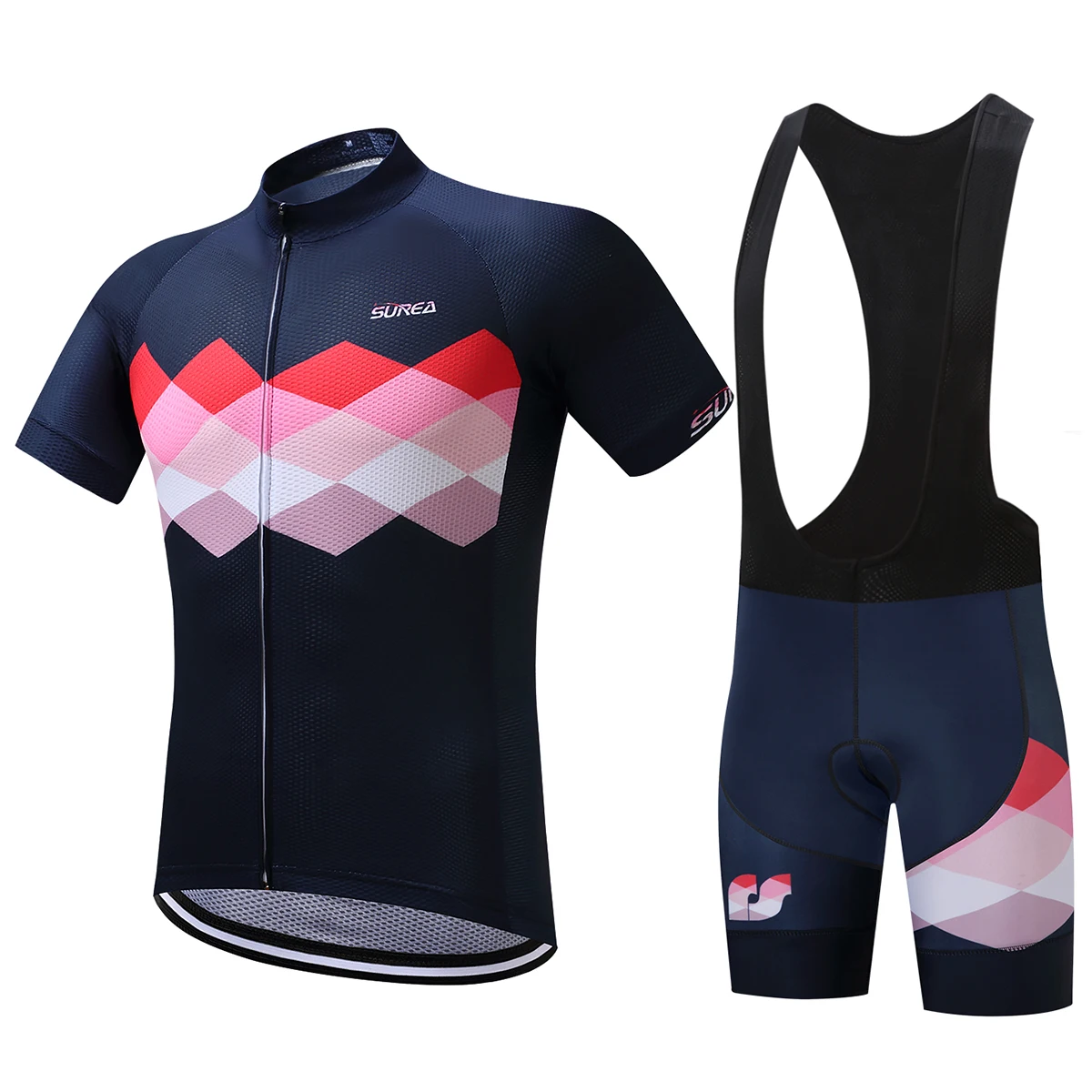 Surea летний велосипедный костюм с короткими рукавами Ropa Ciclismo одежда для горного велосипеда/дышащая мужская спортивная одежда для велосипеда - Цвет: Black strap set