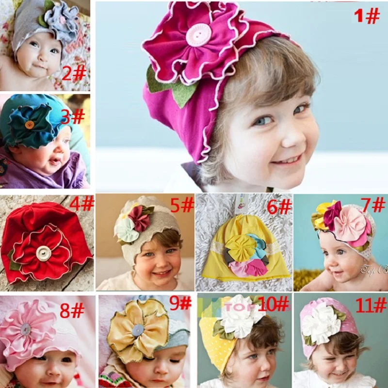 New Baby Girls Hats Children beanie Berets Infant Caps Flower Cotton Hat For Girl Bonot Balaclava Bucket Sun hat Soft 13 Colors | Детская
