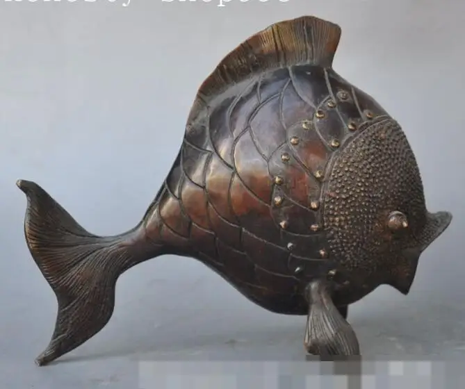 

S00831 7" China Bronze fengshui animal Tropical Marine fish art lucky Auspicious statue (A0321)