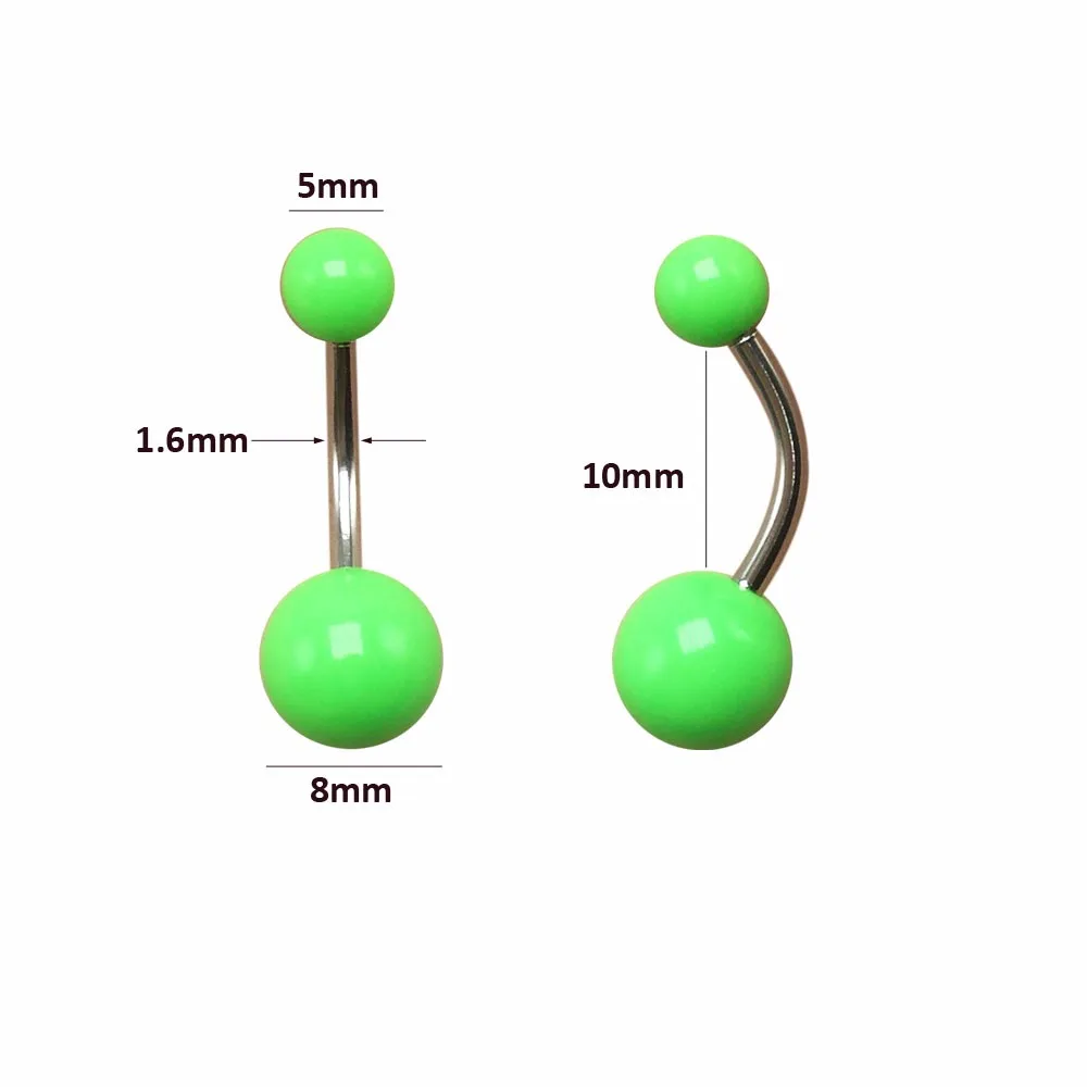 9pcs candy colors sexy belly button rings navel piercing for women ombligo stainless steel acrylic belly bar mixed 9 colors new 2