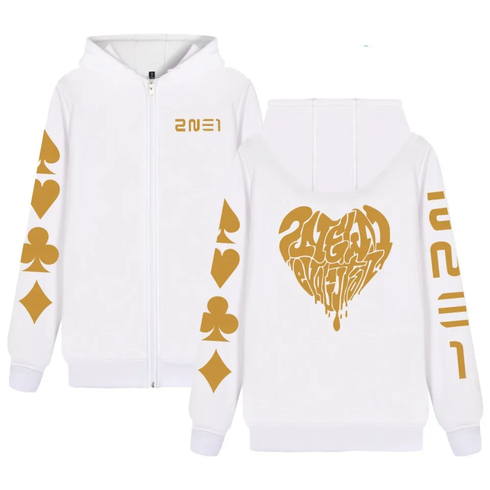 

New arrival 2ne1 cl dara same zipper jacket fashion 2ne1 black jack printing hoodie jackets sweatshirt tracksuit