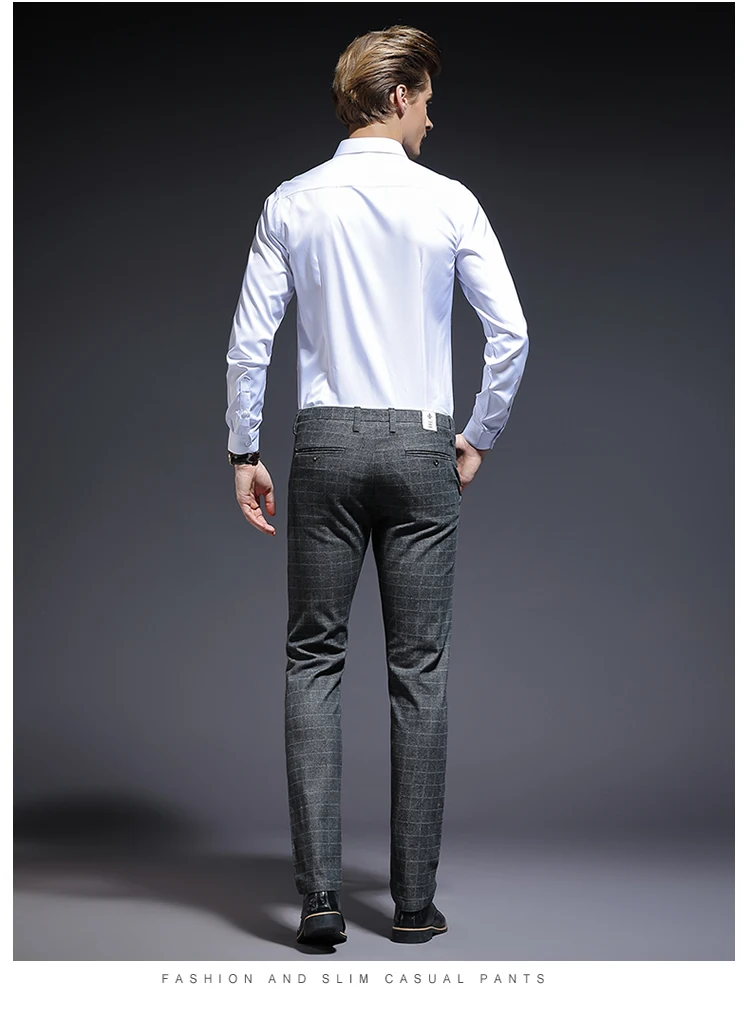 Модные новые высококачественные мужские штаны из хлопка прямые весенне-летние длинные мужские классические повседневные деловые брюки средней длины