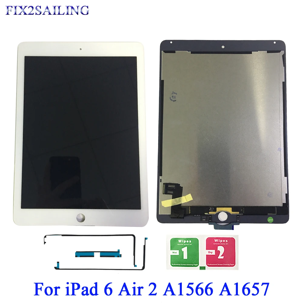 

For Apple iPad 6 Air 2 A1567 A1566 9.7'' 100% AAA+ Grade LCD Display Touch Screen Digitizer Assembly Replacement For iPad 6 LCD