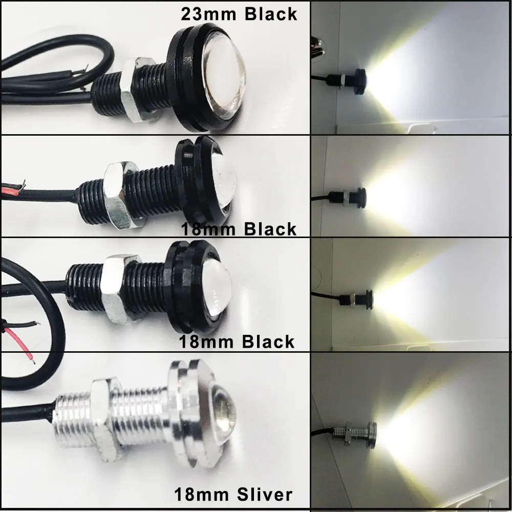 1pcs 12V 18mm 23mm Car Eagle Eye Led Daytime Running Lights Auto Reversing Backup Parking Signal Fog Lamp Bulb Automobiles DRL