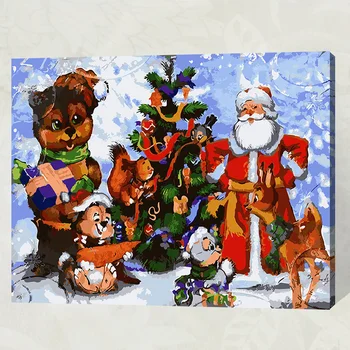 

Frameless animal christmas Diy Digital Painting By Number Acrylic Paint Abstract Modern Wall Art Canvas Painting For Home Decor
