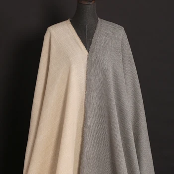 

145CM Wide 160G/M Weight Beige Gray Silk Linen Polyester Fabric for Autumn and Spring Dress Coat Jacket DE795