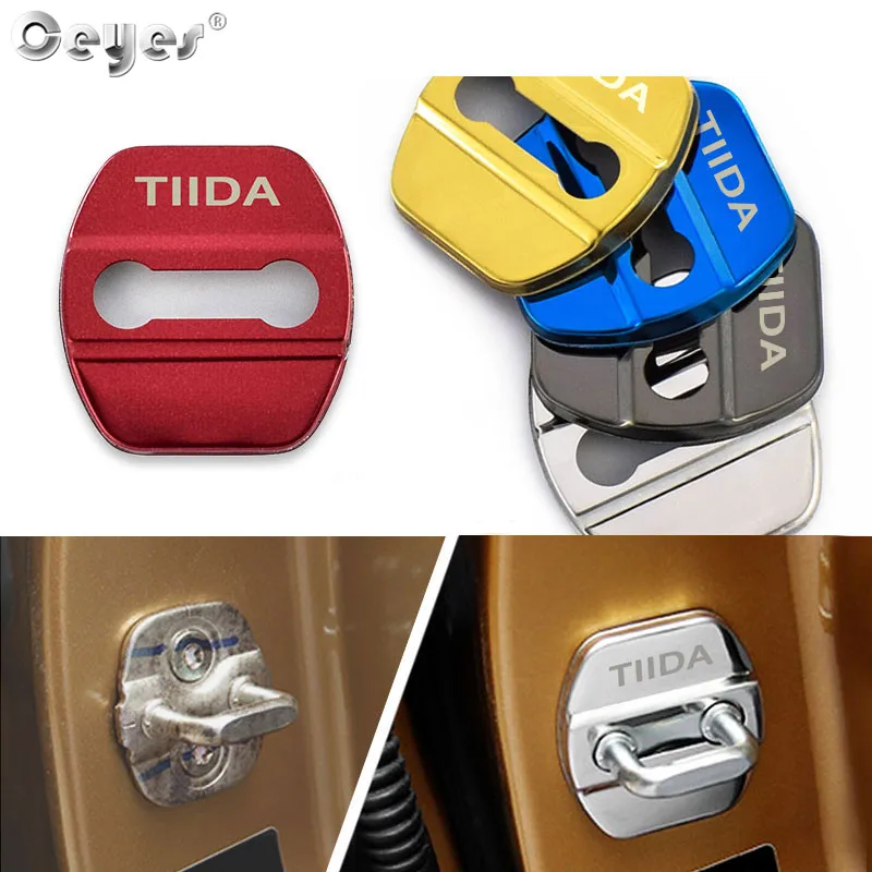 

Ceyes Car Styling Colorful Door Lock Cover Case For Nissan TIIDA Qashqai note tiida Car Accessories Car-Styling 4pcs