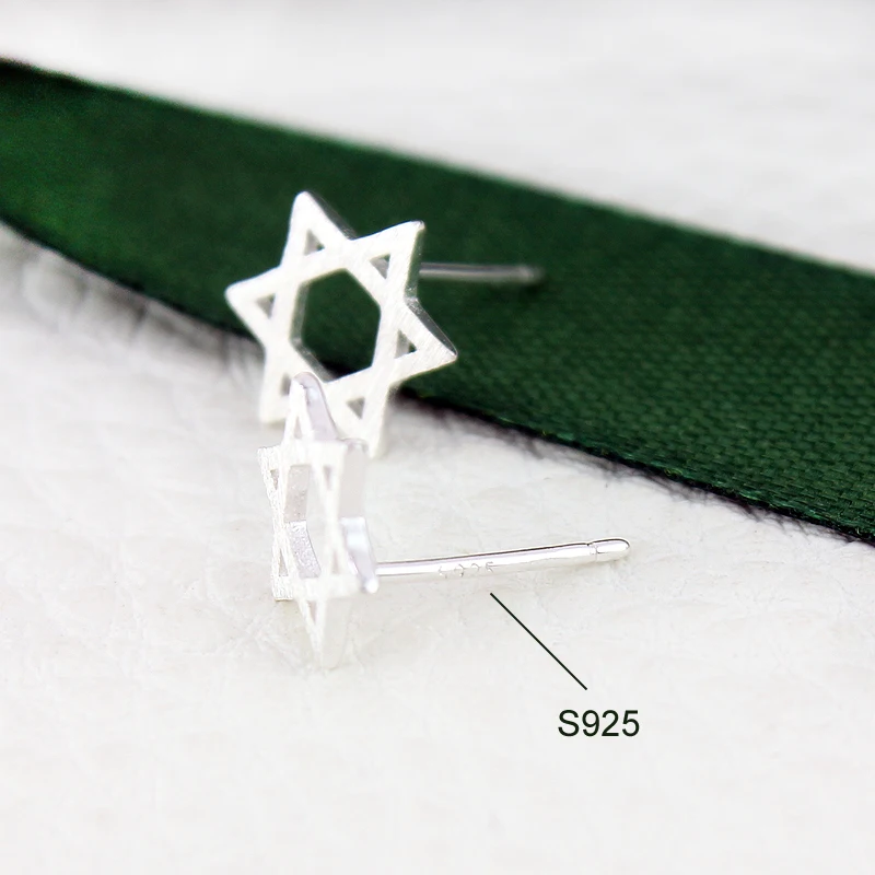 Серьги гвоздики в виде звезды Давида из серебра 925 пробы|star stud earrings|star silver earringsstar