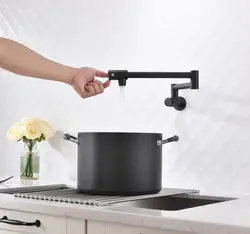 Латунный кухонный смеситель для раковины с черным покрытием горшок наполнитель складной растягивающийся двойной шарнир поворотный