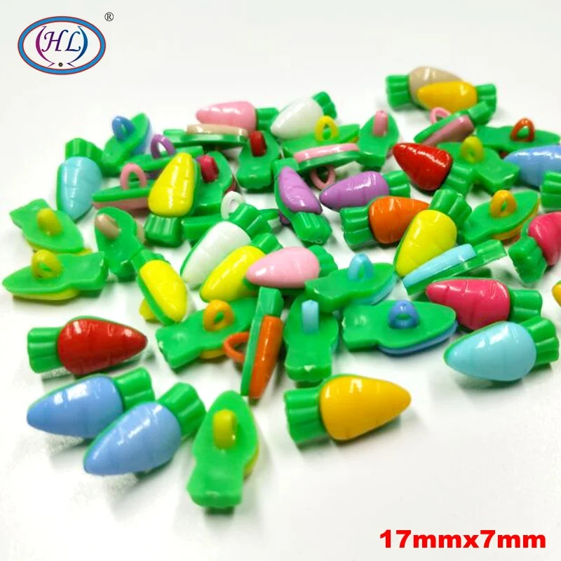 

HL 50/100PCS Mix Color Shank Carrot Plastic Buttons Children's Clothing Sewing Accessories DIY Crafts 17mmx7mm