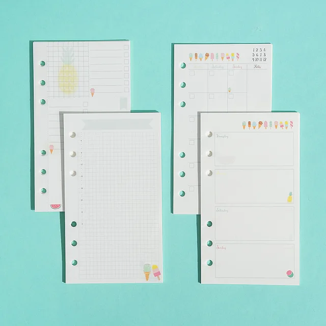 50 sheets ice cream spiral notebook refill insert a5 a6 a7 size diy notebook paper size