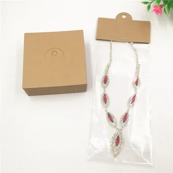 

100Sets 8x8cm Craft Paper Necklace Hand Chain Pendant Ear Drop Earring Display Cards With Opp Bags For Jewelry Accessory Package