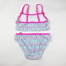 Купальный костюм для девочек, бикини с рисунком лебедя, новинка года, детская пляжная одежда, детское бикини, детский купальник с оборками, купальный костюм для девочек