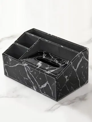 

Light luxury Nordic living room coffee table PU leather tisse box Multi-function tray remote control storage box