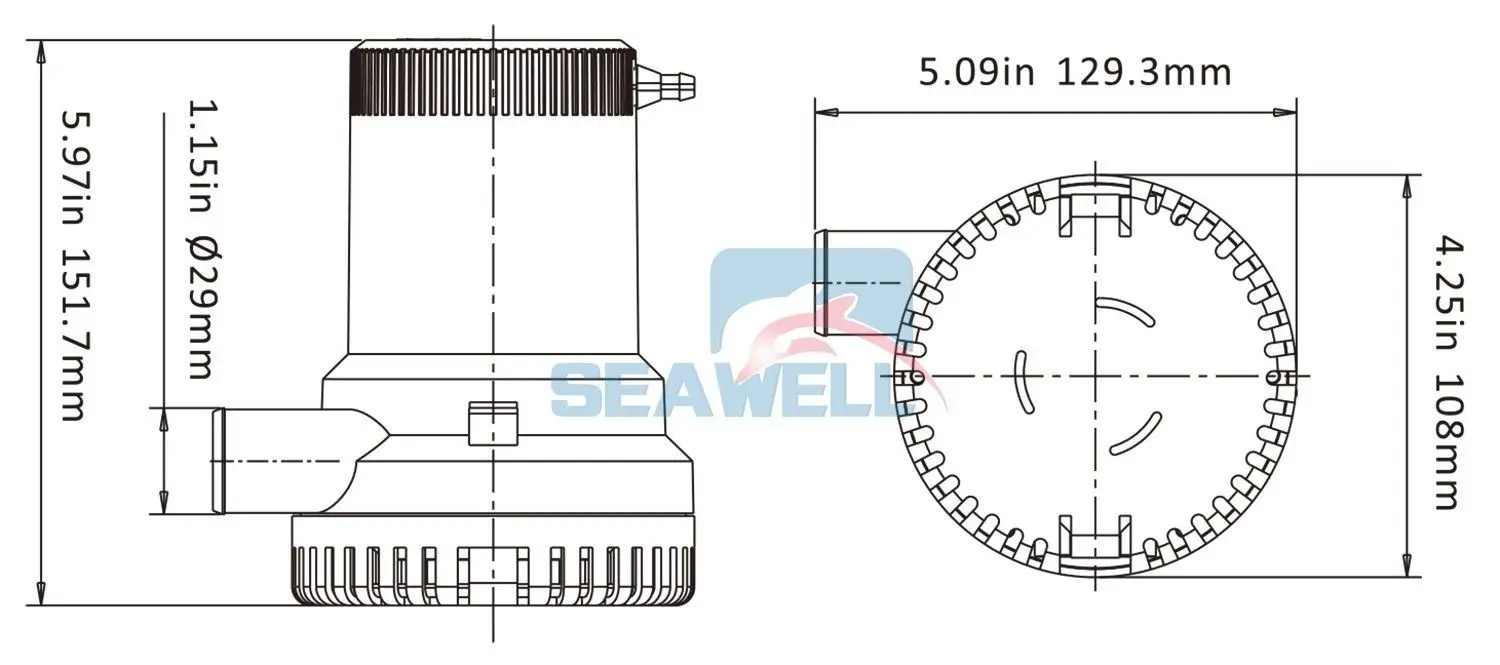 12V 2000GPH Трюмный насос морской лодки погружной водяной насос с Поплавковым выключателем