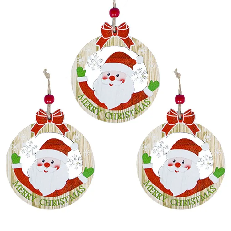 LAPHIL 3 шт. DIY рождественские деревянные подвесные украшения Санта Снеговик Рождественская елка украшения детский подарок товары для рождественской вечеринки - Цвет: 1