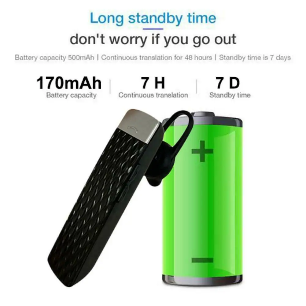 Newly Bluetooth Translation Earphone Smart Wireless Real-time Translating In-Ear Universal Earphones DC128 | Электроника